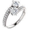 14k White Gold 1.5 ct Forever One Moissanite 2-Stone Ring and Diamonds