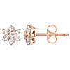 14K Rose Gold 3/8 ct tw Diamond Flower Cluster Earrings