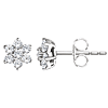 14K White Gold 3/8 ct tw Diamond Flower Cluster Earrings