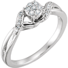 10k White Gold 1/8 ct Diamond Cluster Bypass Promise Ring