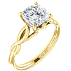 14k Yellow Gold 1.6 ct Cushion Forever One Moissanite Twist Ring