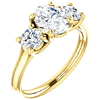 2.1 ct tw Forever One Oval Moissanite 3-Stone Ring 14k Yellow Gold