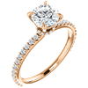 1 ct Forever One Moissanite Ring 1/3 ct Diamond Accents 14k Rose Gold