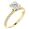 14k Yellow Gold 1 ct Forever One Moissanite Ring with 1/3 ct Diamonds