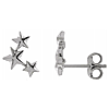 14k White Gold Three Stars Ear Climbers