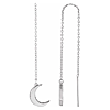 14k White Gold Crescent Moon Chain Threader Earrings