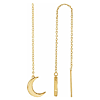 14k Yellow Gold Crescent Moon Chain Threader Earrings
