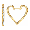14k Yellow Gold 5/8 ct tw Diamond Heart Hoop Earrings