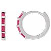 14k White Gold Ruby Baguette Huggie Hoop Earrings