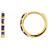 14k Yellow Gold Blue Sapphire Baguette Huggie Hoop Earrings