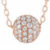 14k Rose Gold 3/8 ct tw Diamond Pave Ball Necklace