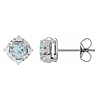 Sterling Silver .90 ct tw Aquamarine Halo Earrings with Diamonds