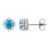 Sterling Silver .9 ct Sky Blue Topaz Halo Earrings with Diamonds