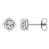 Sterling Silver 1 ct White Sapphire Halo Earrings with Diamond Accents