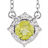 Sterling Silver .45 ct Peridot Halo Necklace with Diamond Accents