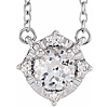 Sterling Silver .50 ct White Sapphire Halo Necklace Diamond Accents