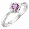 Sterling Silver .37 ct Amethyst Ring with Diamond Accents