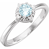 Sterling Silver .45 ct Sky Blue Topaz Ring with Diamond Accents