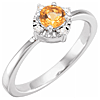 Sterling Silver .50 ct Citrine Ring with Diamond Accents
