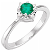 Sterling Silver .50 ct Created Emerald Ring with Diamond Accents