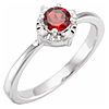 Sterling Silver .45 ct Garnet Ring with Diamond Accents
