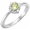 Sterling Silver .45 ct Peridot Ring with Diamond Accents
