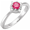 Sterling Silver .50 ct Created Ruby Ring with Diamond Accents