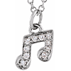 14k White Gold .05 ct tw Diamond Music Note Necklace
