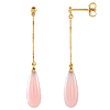 14k Yellow Gold Pink Opal Briolette Dangle Earrings