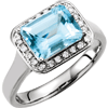 14kt White Gold 2 ct Emerald-cut Aquamarine and Diamond Ring