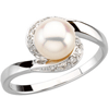 14kt White Gold 7mm Freshwater Cultured Pearl & 1/10 ct Diamond Ring