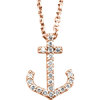 14kt Rose Gold 1/6 ct Diamond Anchor 16in Necklace