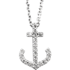 14k White Gold 1/6 ct Diamond Anchor 16in Necklace