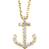 14kt Yellow Gold 1/6 ct Diamond Anchor 16in Necklace