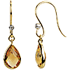 14kt Yellow Gold 2.4 ct Pear Citrine and Diamond Earrings