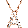 14kt Rose Gold Letter A 1/8 ct Diamond 16in Necklace