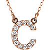 14kt Rose Gold Letter C 1/6 ct Diamond 16in Necklace