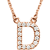 14kt Rose Gold Letter D 1/6 ct Diamond 16in Necklace