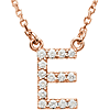 14kt Rose Gold Letter E 1/6 ct Diamond 16in Necklace