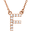14kt Rose Gold Letter F 1/8 ct Diamond 16in Necklace