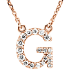 14kt Rose Gold Letter G 1/6 ct Diamond 16in Necklace