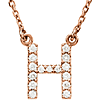 14kt Rose Gold Letter H 1/6 ct Diamond 16in Necklace