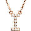 14kt Rose Gold Letter I 1/10 ct Diamond 16in Necklace