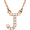 14kt Rose Gold Letter J 1/8 ct Diamond 16in Necklace