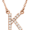 14kt Rose Gold Letter K 1/8 ct Diamond 16in Necklace