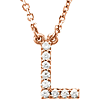 14kt Rose Gold Letter L 1/10 ct Diamond 16in Necklace