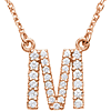 14kt Rose Gold Letter M 1/5 ct Diamond 16in Necklace