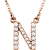 14kt Rose Gold Letter N 1/6 ct Diamond 16in Necklace