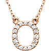 14kt Rose Gold Letter O 1/6 ct Diamond 16in Necklace