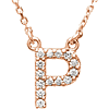 14kt Rose Gold Letter P 1/8 ct Diamond 16in Necklace